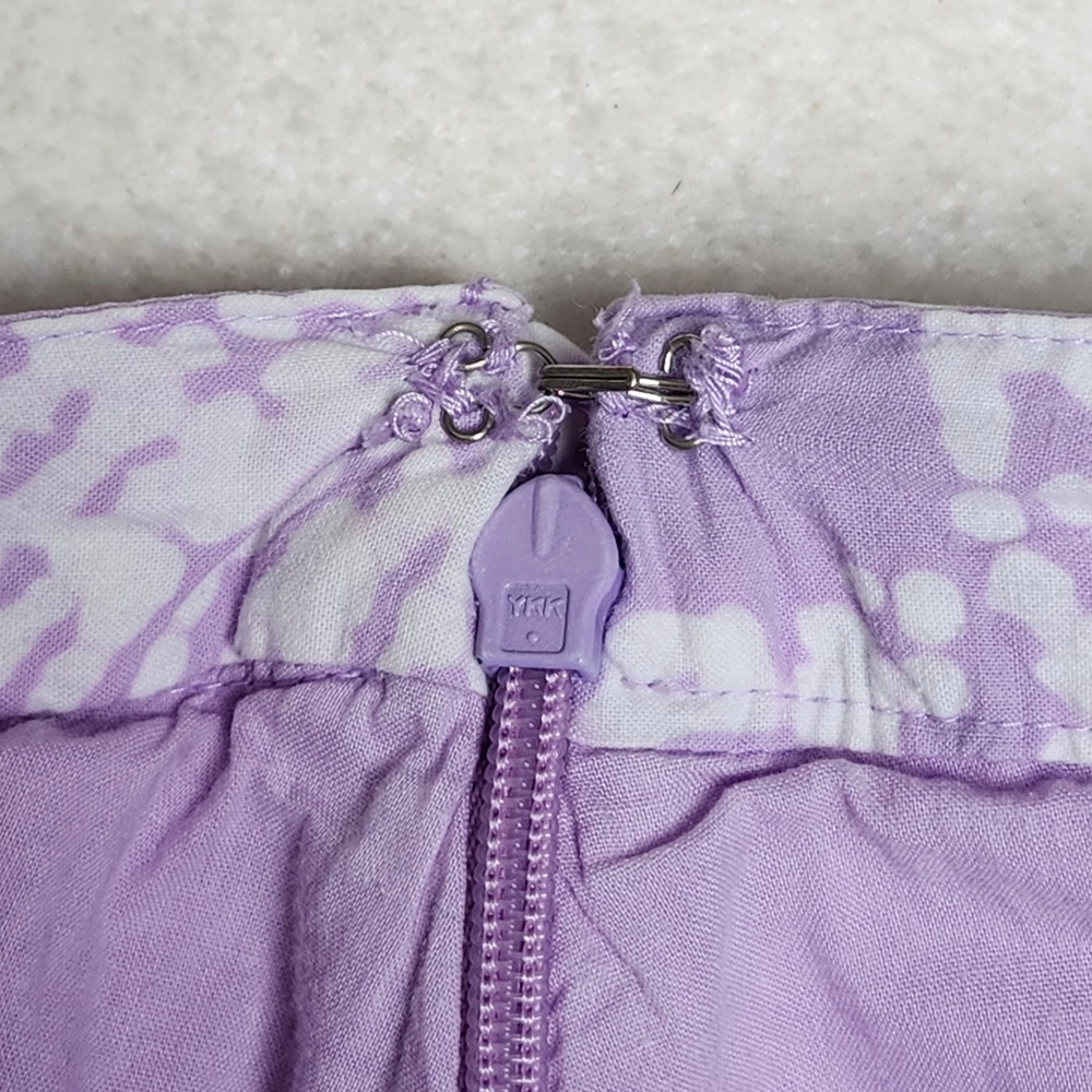 Valerie Stevens Pleated Boho Cotton Paisley Midi Skirt Lilac Tie Waist Sz 14 - Picture 5 of 8